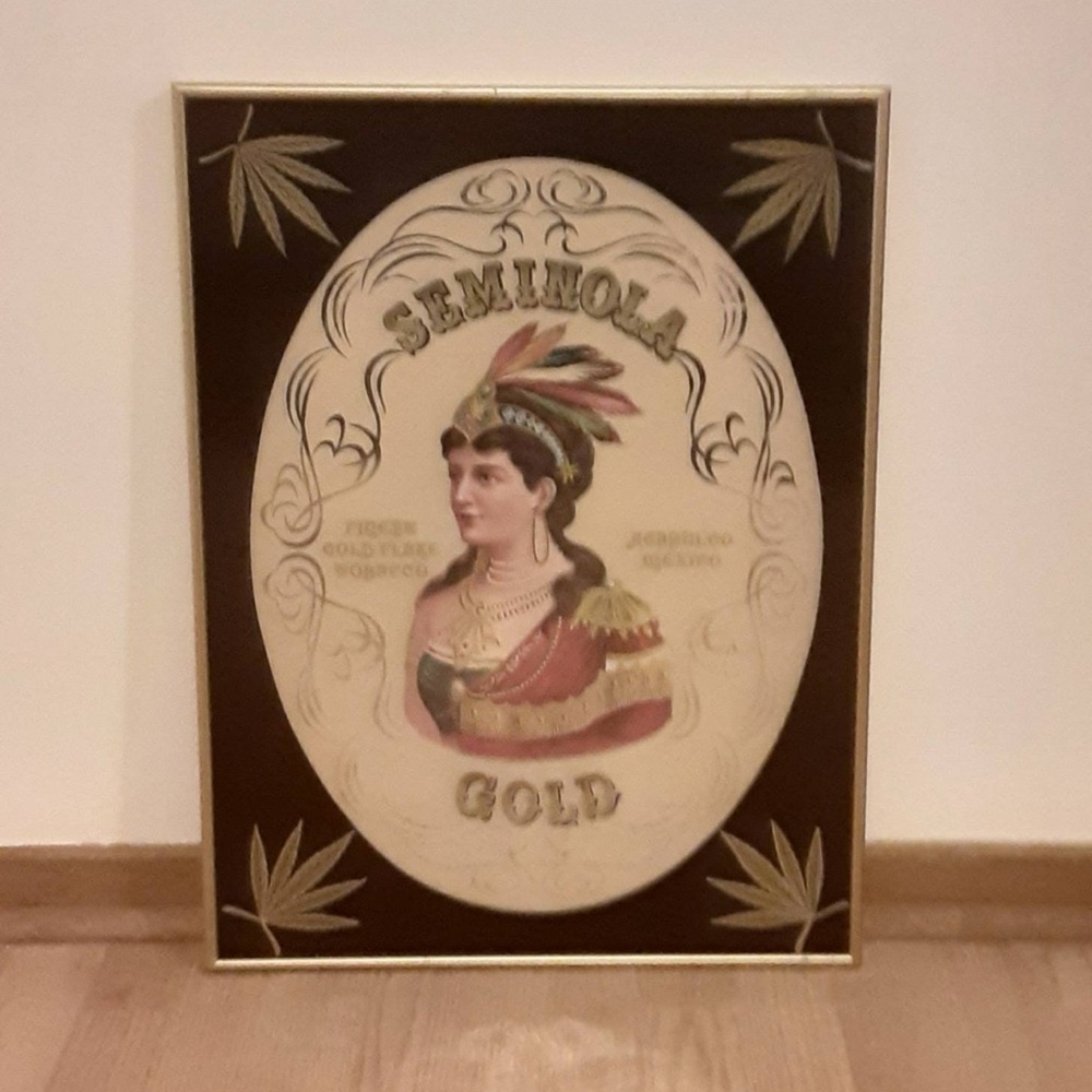 Vintage Seminola Gold Gold-Leaf Mirrored Framed Wall Display